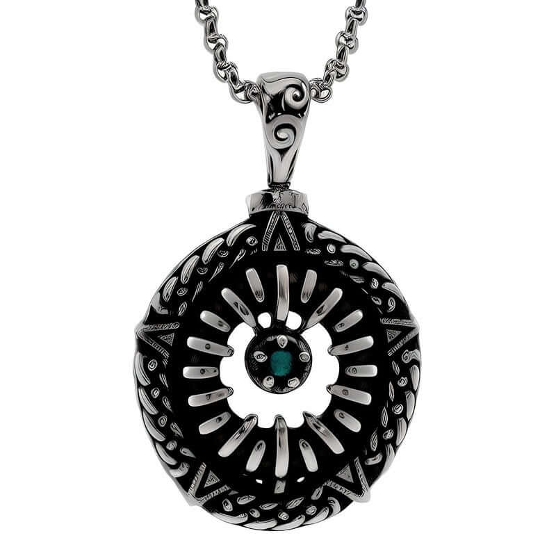 THE MEN THING SS Pendant/ Necklace TURQUOISE JAW - Pure Titanium Steel Pendant with 24inch Round Box Chain for Men & Boys