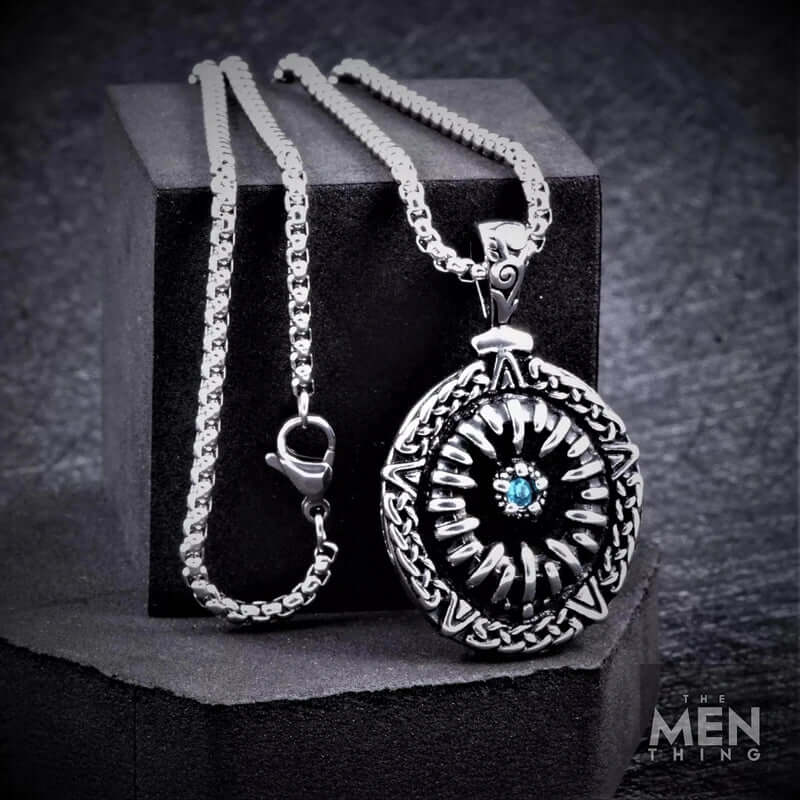 THE MEN THING SS Pendant/ Necklace TURQUOISE JAW - Pure Titanium Steel Pendant with 24inch Round Box Chain for Men & Boys
