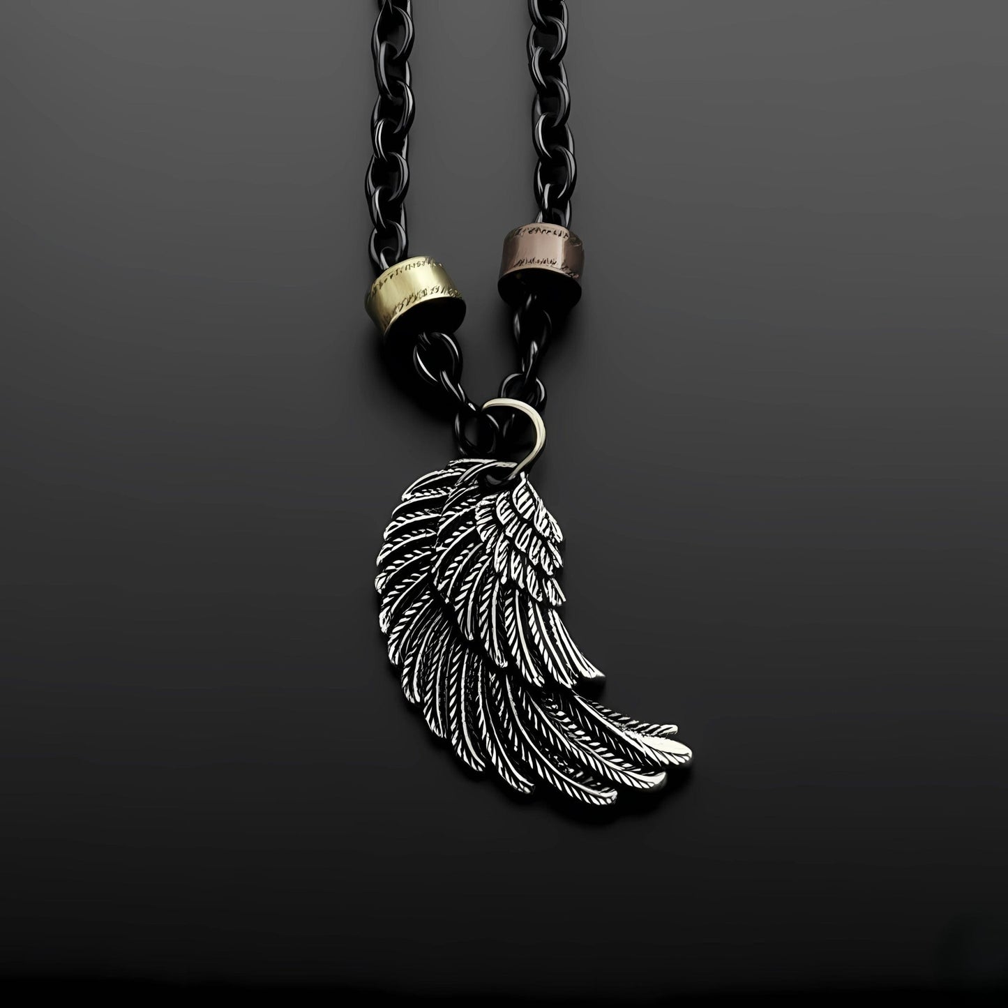 THE MEN THING SS Pendant/ Necklace VALKYRIE WING - Pure Titanium Steel Pendant with 27inch Chain for Men & Boys