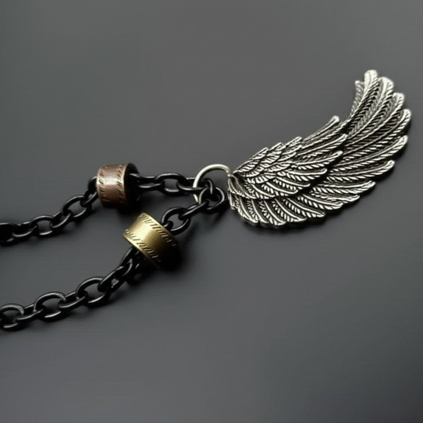 THE MEN THING SS Pendant/ Necklace VALKYRIE WING - Pure Titanium Steel Pendant with 27inch Chain for Men & Boys