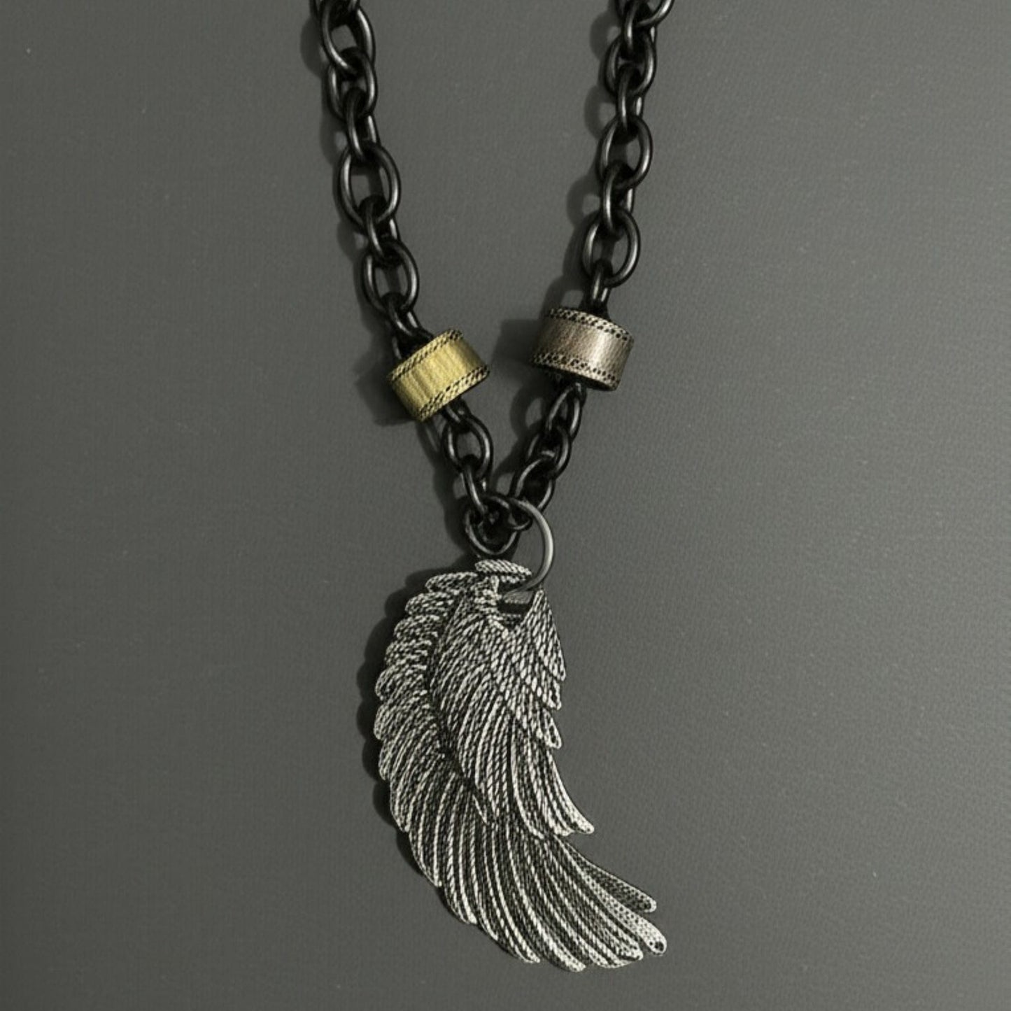THE MEN THING SS Pendant/ Necklace VALKYRIE WING - Pure Titanium Steel Pendant with 27inch Chain for Men & Boys