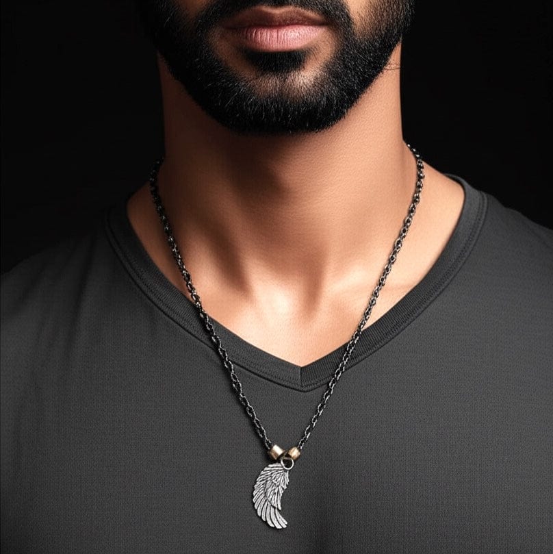 THE MEN THING SS Pendant/ Necklace VALKYRIE WING - Pure Titanium Steel Pendant with 27inch Chain for Men & Boys
