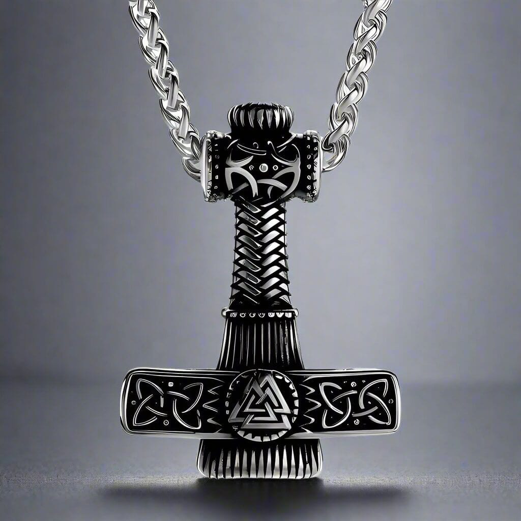 THE MEN THING SS Pendant/ Necklace VIKING NORDIC HAMMER SILVER - Pure Titanium Steel Necklace with 24 inch Chain for Men & Boys