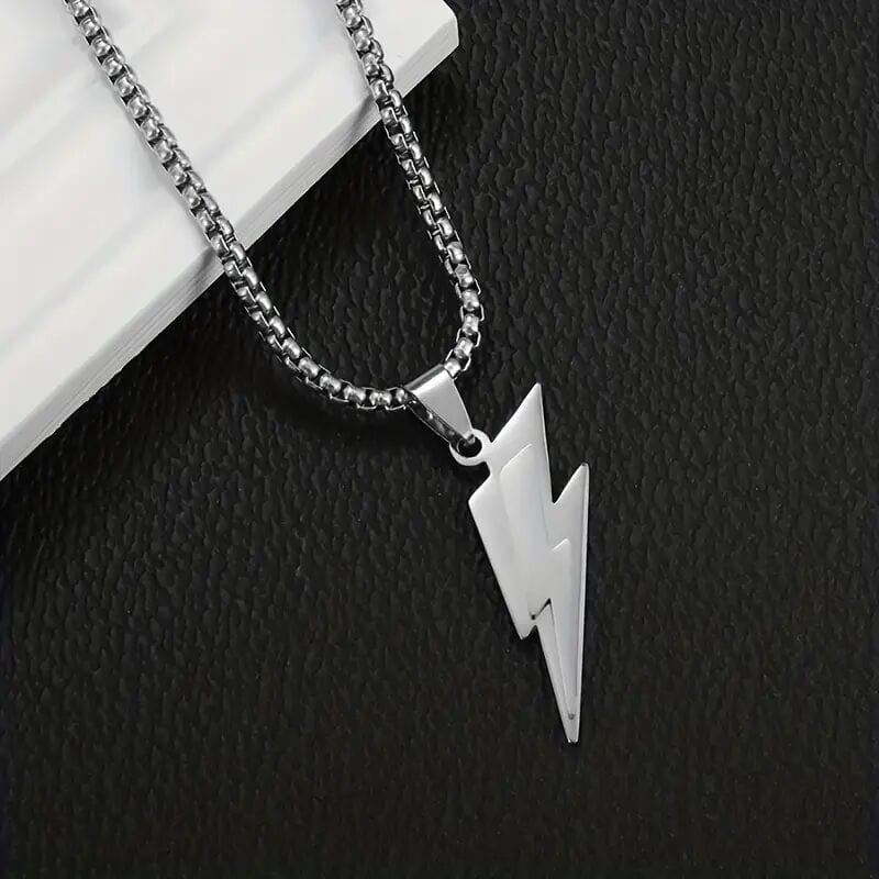 THE MEN THING SS Pendant/ Necklace VOLTSTRIKE SILVER - Pure Stainless Steel 24inch Chain for Men, European trending Style for Men & Boy