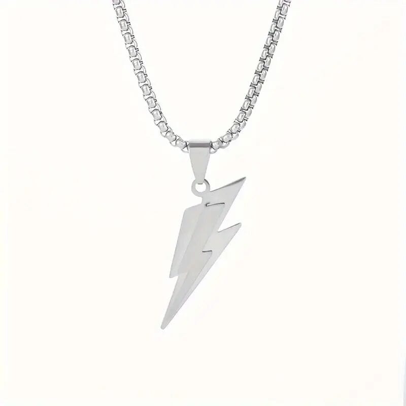 THE MEN THING SS Pendant/ Necklace VOLTSTRIKE SILVER - Pure Stainless Steel 24inch Chain for Men, European trending Style for Men & Boy