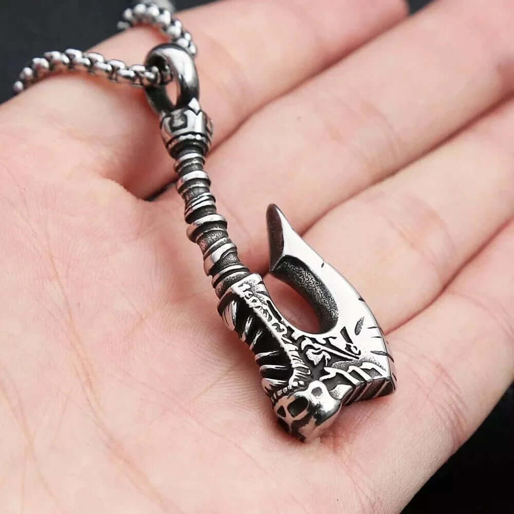 THE MEN THING SS Pendant/ Necklace WARRIOR AXE - Alloy Pendant with Stainless Steel 24inch Round Box Chain, European trending Style for Men & Boy