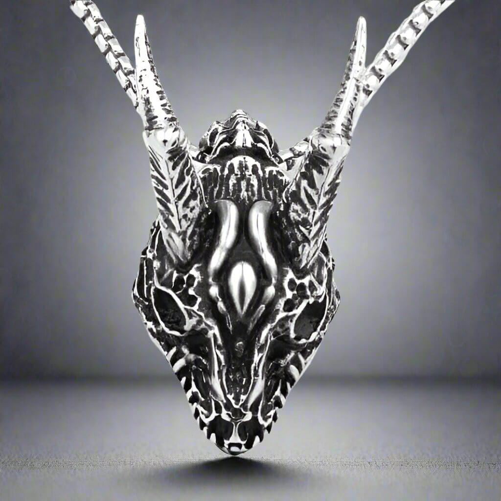 THE MEN THING SS Pendant/ Necklace WARRIOR HORN - Alloy Pendant with Pure Stainless Steel 24inch Round Box Chain, American trending Style for Men & Boy