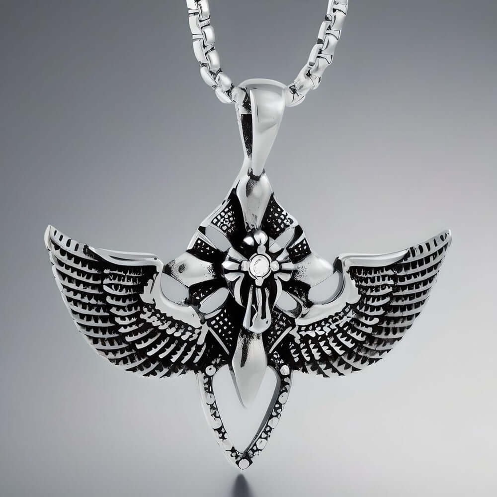 THE MEN THING SS Pendant/ Necklace WING CONTROL - Pure Titanium Steel Pendant with 24inch Round Box Chain for Men & Boys
