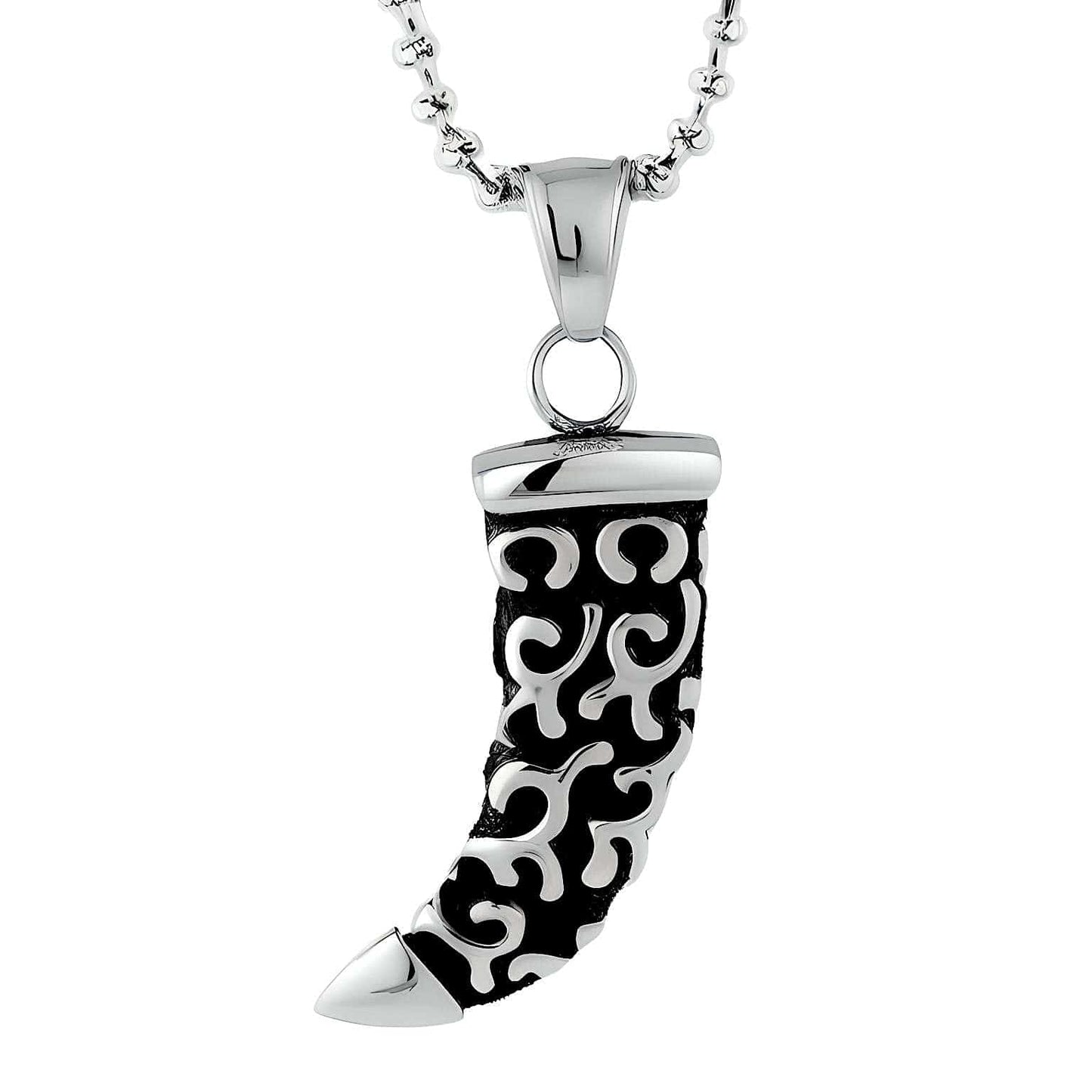 THE MEN THING SS Pendant/ Necklace WOLF TOOTH - Pure Titanium Steel Pendant with 24inch Round Box Chain for Men & Boys