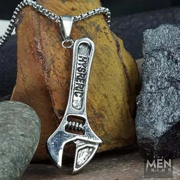 THE MEN THING SS Pendant/ Necklace WRENCH - Alloy Pendant with Pure Stainless Steel 24inch Round Box Chain, European trending Style for Men & Boys