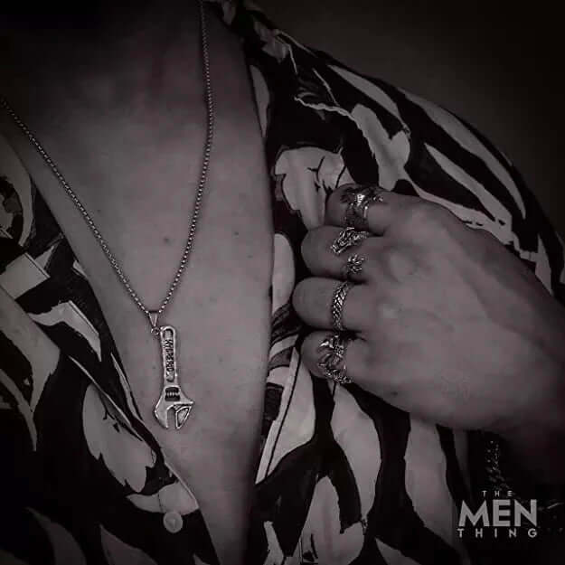 THE MEN THING SS Pendant/ Necklace WRENCH - Alloy Pendant with Pure Stainless Steel 24inch Round Box Chain, European trending Style for Men & Boys