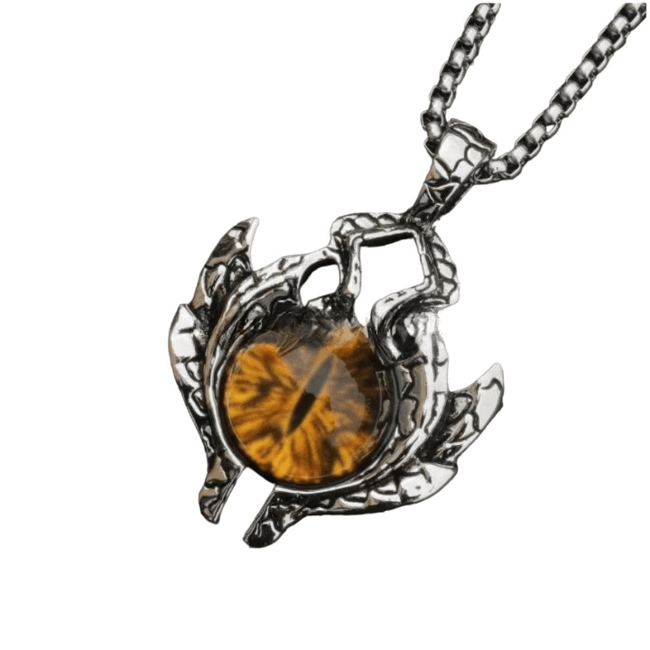 THE MEN THING SS Pendant/ Necklace YELLOW EYE PROTECT (T) - Pure Titanium Steel Pendant with Stainless Steel 24inch Round Box Chain, European trending Style for Men & Boy