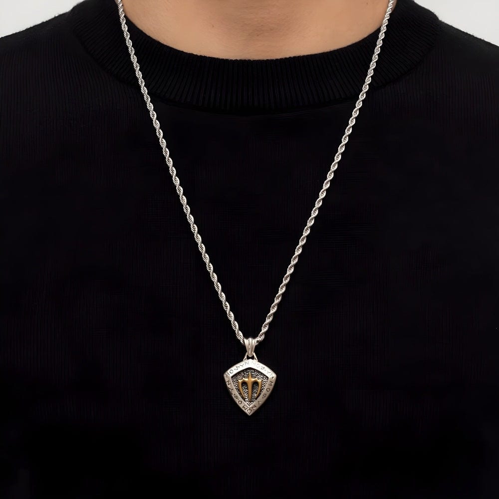 THE MEN THING SS Pendant with Chain AQUA SHIELD - 24inch Pure Copper European trending Style Chain for Men & Boy