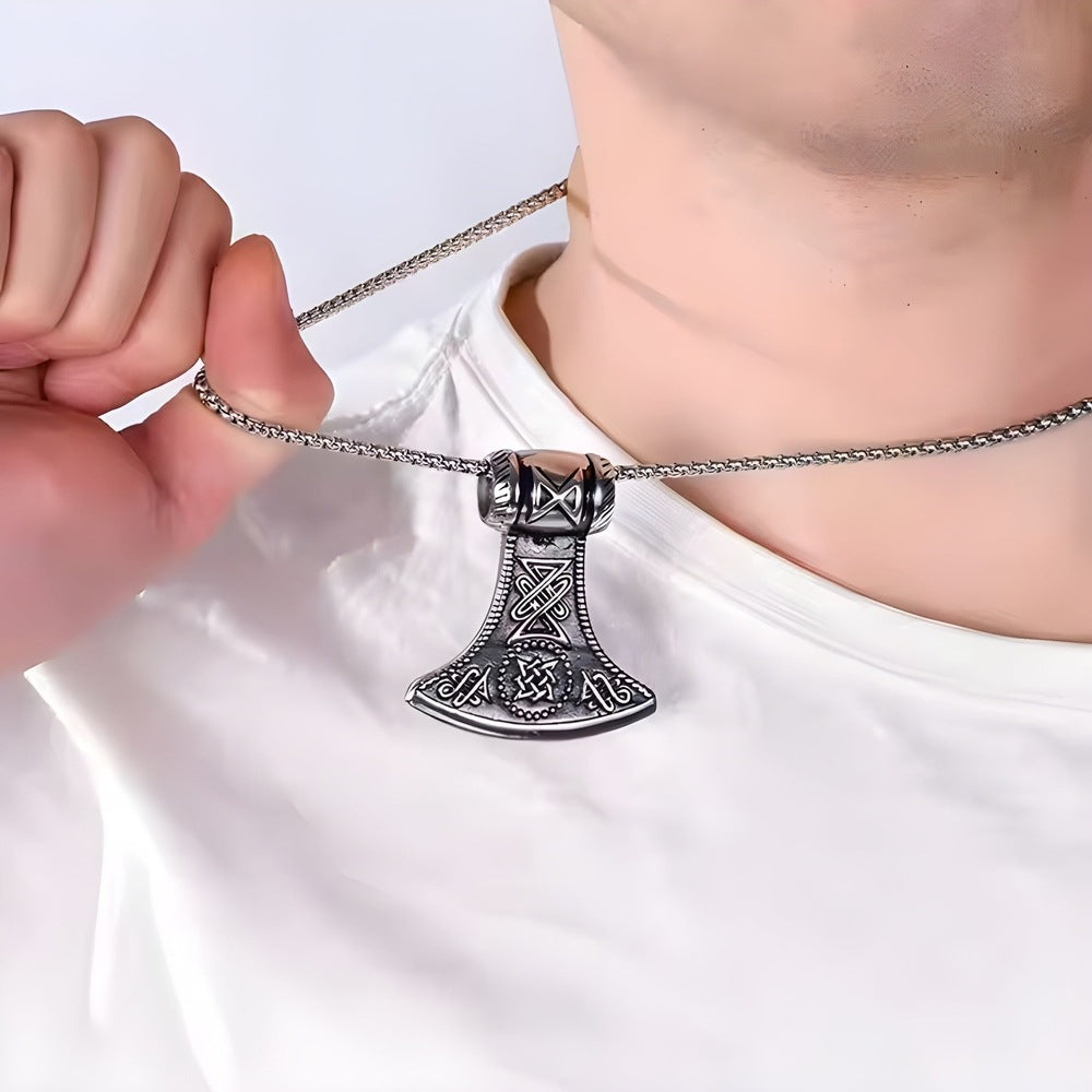 THE MEN THING SS Pendant with Chain ASGARDIAN FANG - Alloy Pendant with Stainless Steel 24inch Round Box Chain, American trending Style for Men & Boy