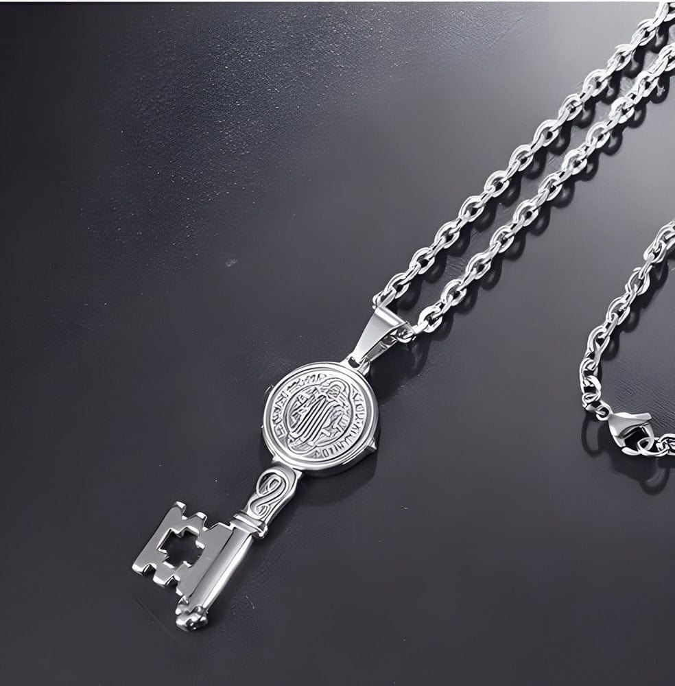 THE MEN THING SS Pendant with Chain DIVINE KEY - 20inch Pure Stainless Steel European trending Style Chain for Men & Boy