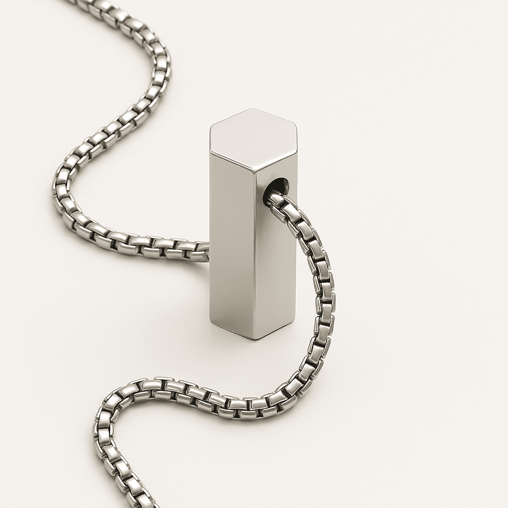 THE MEN THING SS Pendant with Chain GLINT CORE - 24inch Pure Stainless Steel Round box Chain for Men, European trending Style for Men & Boy