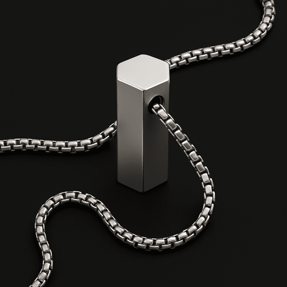 THE MEN THING SS Pendant with Chain GLINT CORE - 24inch Pure Stainless Steel Round box Chain for Men, European trending Style for Men & Boy