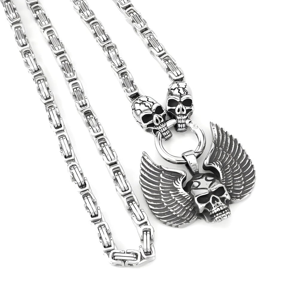 THE MEN THING SS Pendant with Chain SKULLWING SOVEREIGN - 24inch Pure Stainless Steel European trending Style Chain for Men & Boy
