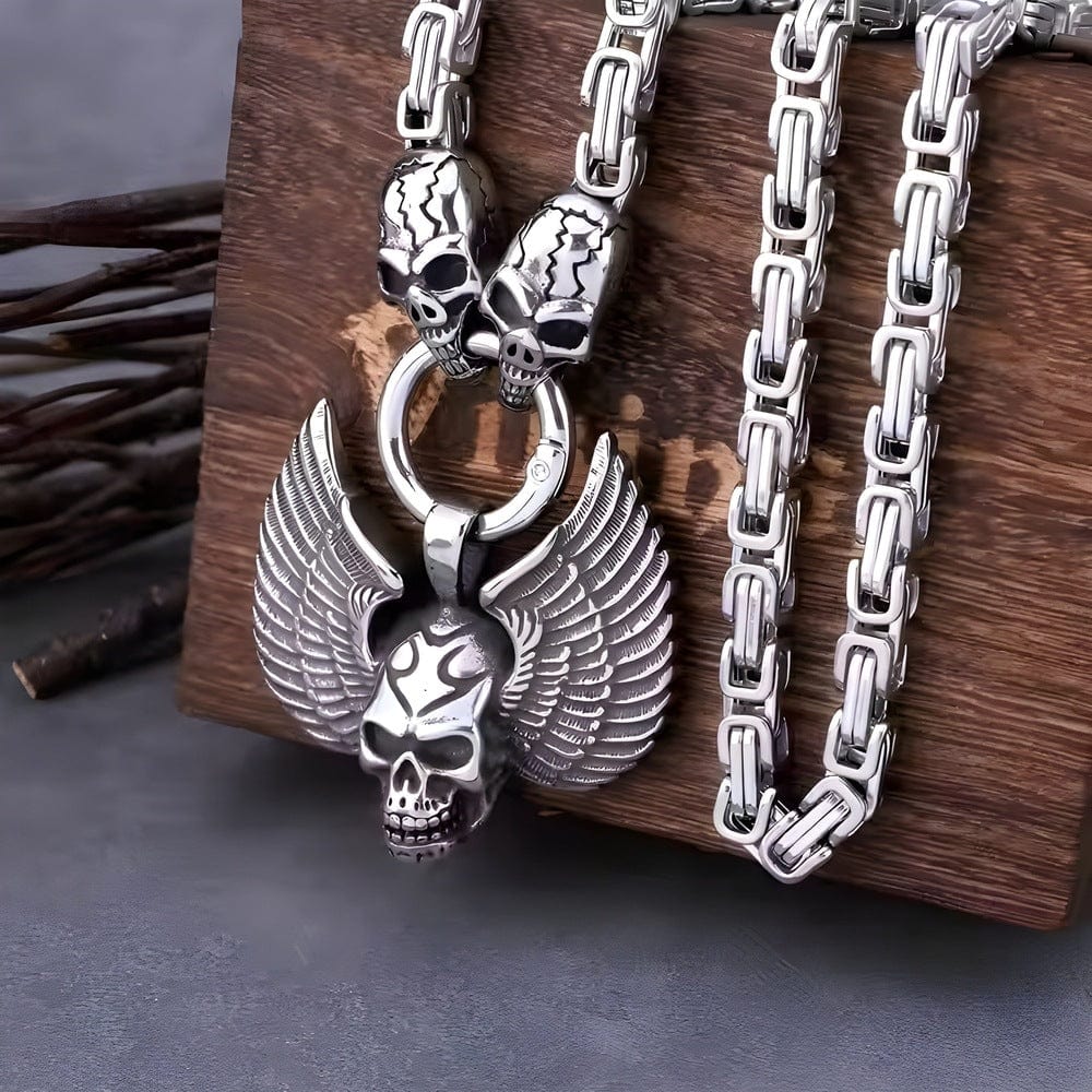 THE MEN THING SS Pendant with Chain SKULLWING SOVEREIGN - 24inch Pure Stainless Steel European trending Style Chain for Men & Boy