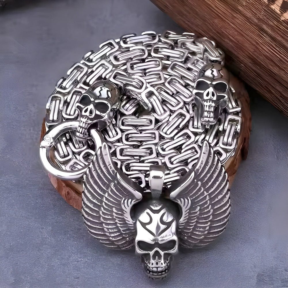 THE MEN THING SS Pendant with Chain SKULLWING SOVEREIGN - 24inch Pure Stainless Steel European trending Style Chain for Men & Boy