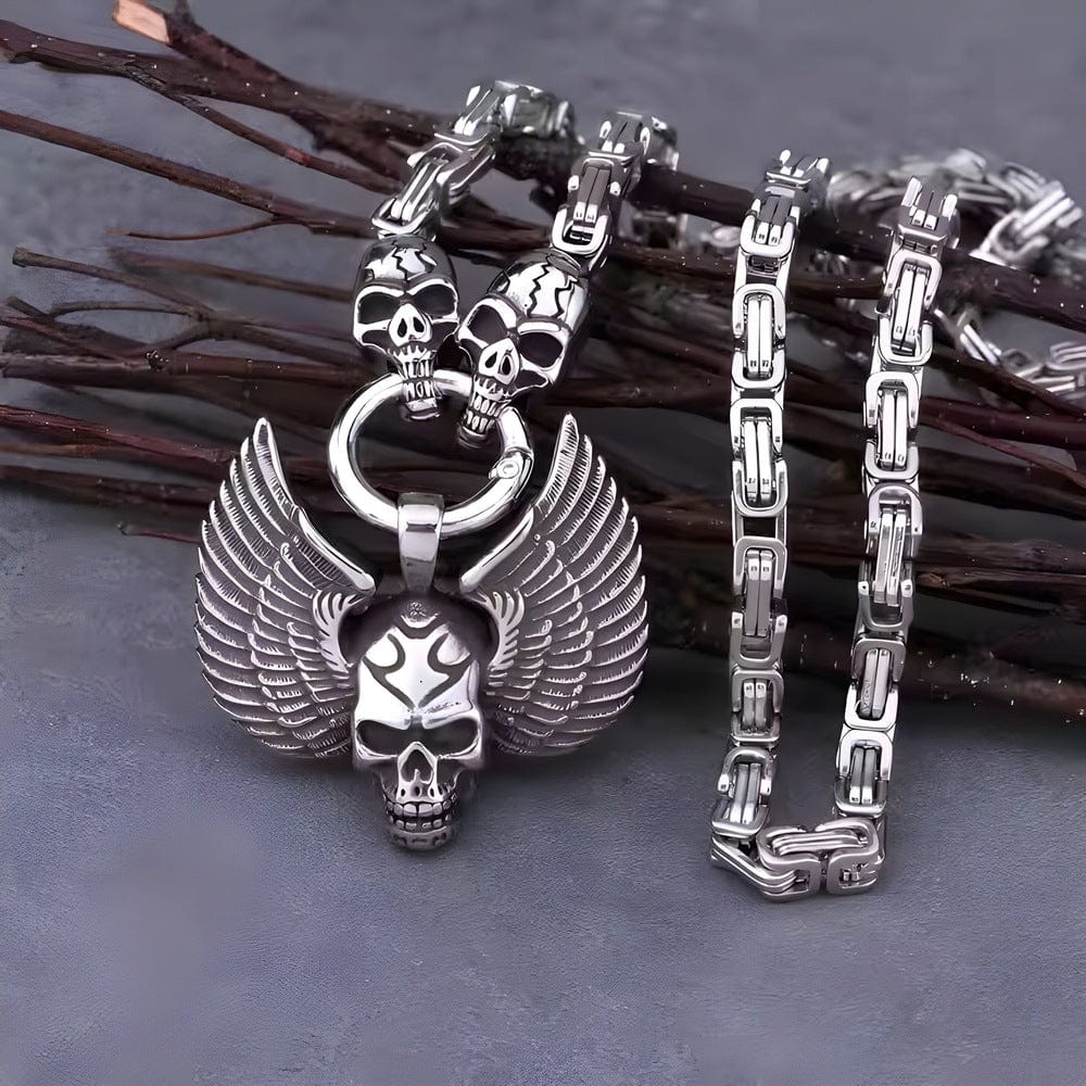 THE MEN THING SS Pendant with Chain SKULLWING SOVEREIGN - 24inch Pure Stainless Steel European trending Style Chain for Men & Boy