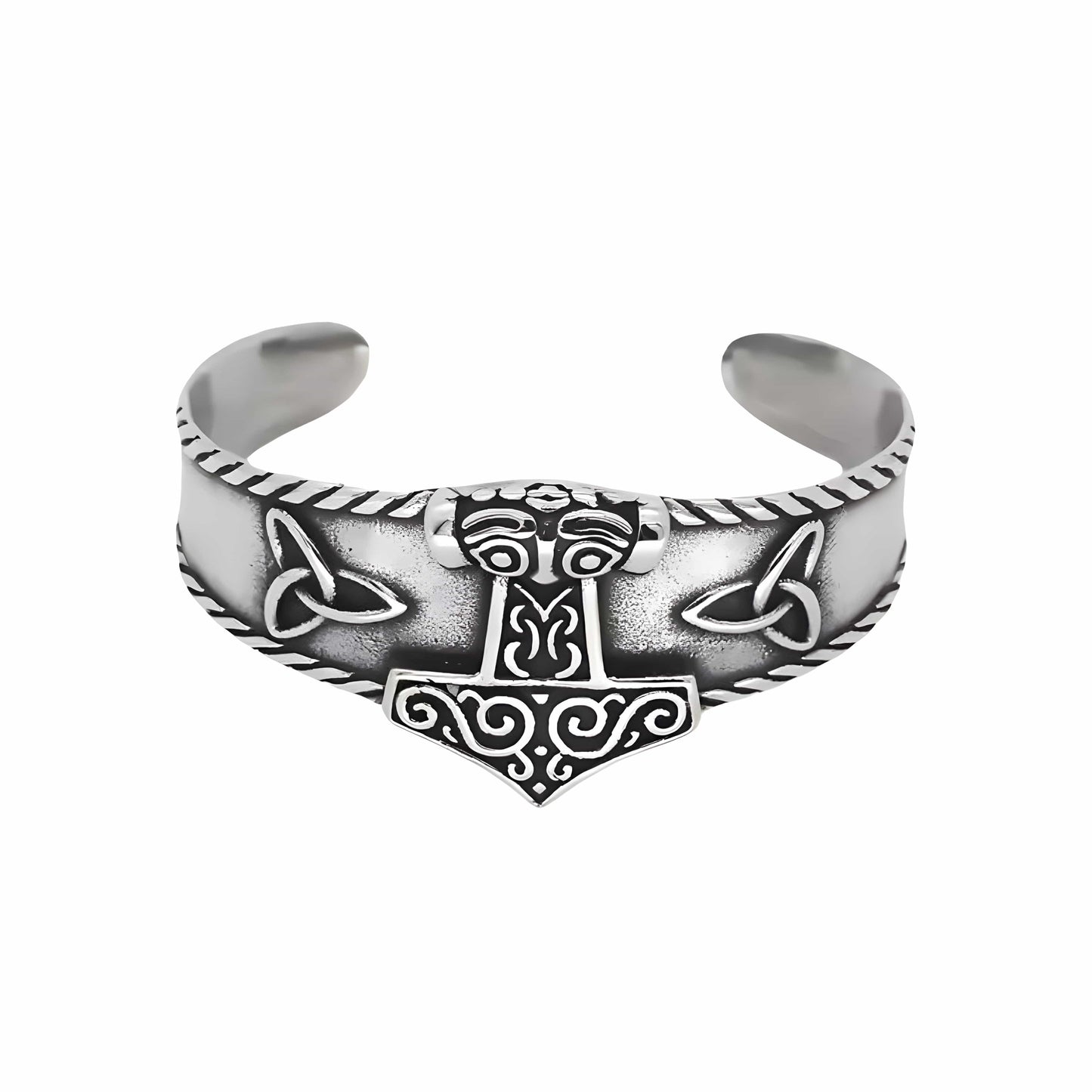 THE MEN THING Steel Bracelets AESIR BAND - Pure Stainless Steel Open Bangle Bracelet (Adjustable) for Men & Boys