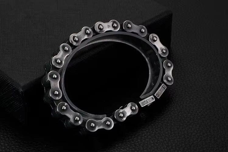 THE MEN THING Steel Bracelets BIKER CHAIN BRACELET - 13mm Pure Titanium Steel Bracelet, Black Plated Antique Matt Finish Bracelet for Men & Boy (8inch)