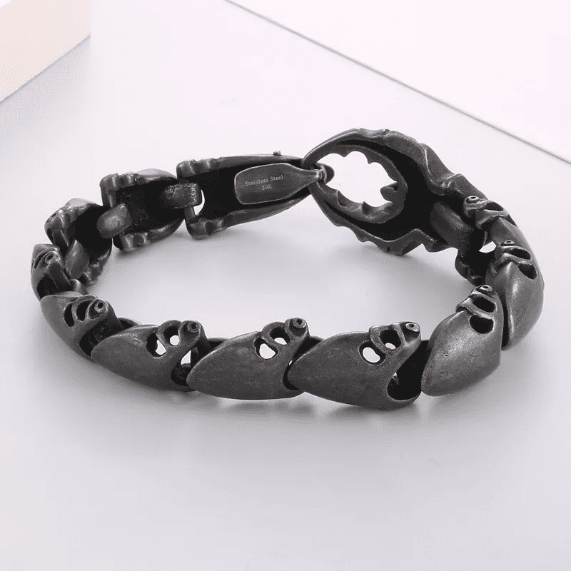 THE MEN THING Steel Bracelets CRABCUFF - 22mm Pure Titanium Steel Bracelet, Bracelet with hook buckle for Men & Boy (8inch)