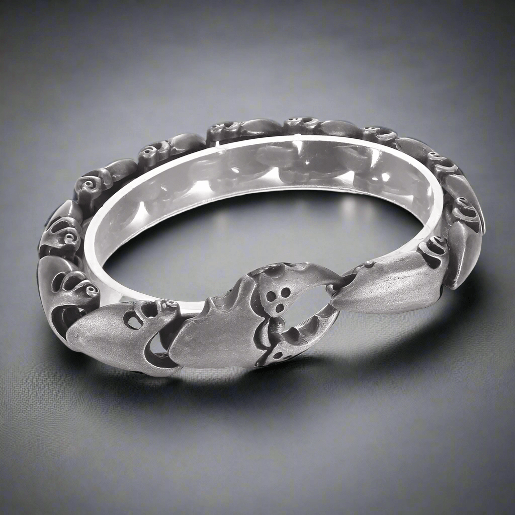 THE MEN THING Steel Bracelets CRABCUFF - 22mm Pure Titanium Steel Bracelet, Bracelet with hook buckle for Men & Boy (8inch)