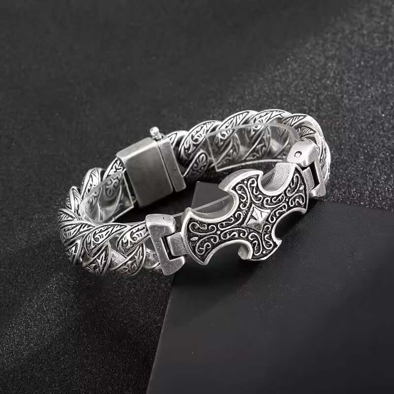THE MEN THING Steel Bracelets CRUCIFIX - 18mm Pure Titanium Steel Bracelet, Bracelet with hook buckle for Men & Boy (8inch)