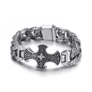 THE MEN THING Steel Bracelets CRUCIFIX - 18mm Pure Titanium Steel Bracelet, Bracelet with hook buckle for Men & Boy (8inch)