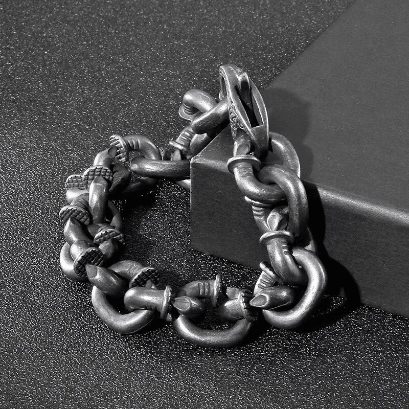 THE MEN THING Steel Bracelets DARKCHAIN - 15mm Pure Titanium Steel Bracelet, Bracelet with hook buckle for Men & Boy (8inch)