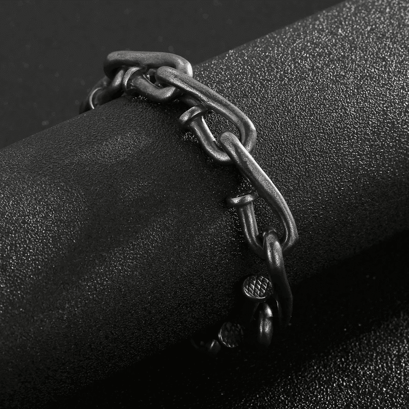 THE MEN THING Steel Bracelets DARKCHAIN - 15mm Pure Titanium Steel Bracelet, Bracelet with hook buckle for Men & Boy (8inch)