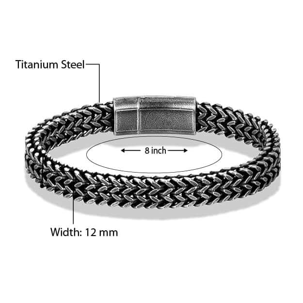 THE MEN THING Steel Bracelets DOUBLE FRANCO LINK - 12mm Pure Titanium Steel Bracelet, Biker Punk Style Bracelet for Men & Boy (8 inch)