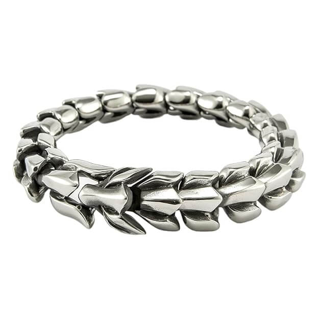 THE MEN THING Steel Bracelets DRACO - 15mm Pure Titanium Steel Bracelet, Bracelet with hook buckle for Men & Boy (8inch)