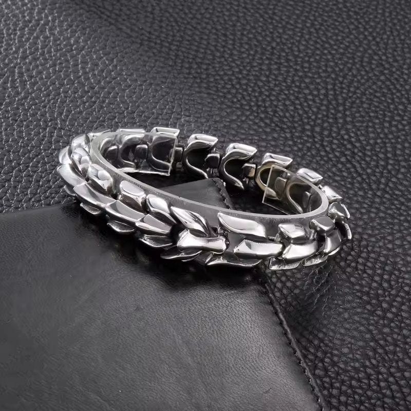 THE MEN THING Steel Bracelets DRACO - 15mm Pure Titanium Steel Bracelet, Bracelet with hook buckle for Men & Boy (8inch)