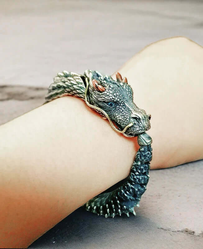 THE MEN THING Steel Bracelets DRAGON GOT - "12"mm Pure Copper Bracelet with Hook Buckle for Men & Boys ("9" inch)