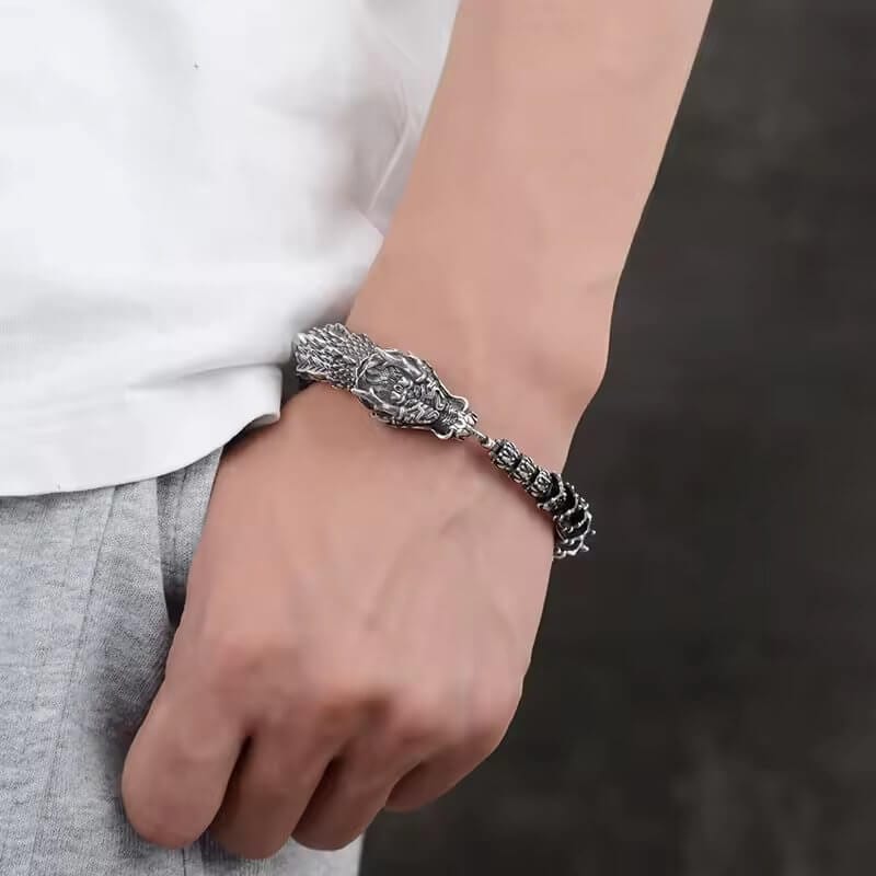 THE MEN THING Steel Bracelets DRAGONHOOP - 13mm Pure Titanium Steel Bracelet, Bracelet with hook buckle for Men & Boy (8inch)