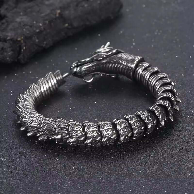 THE MEN THING Steel Bracelets DRAGONHOOP - 13mm Pure Titanium Steel Bracelet, Bracelet with hook buckle for Men & Boy (8inch)