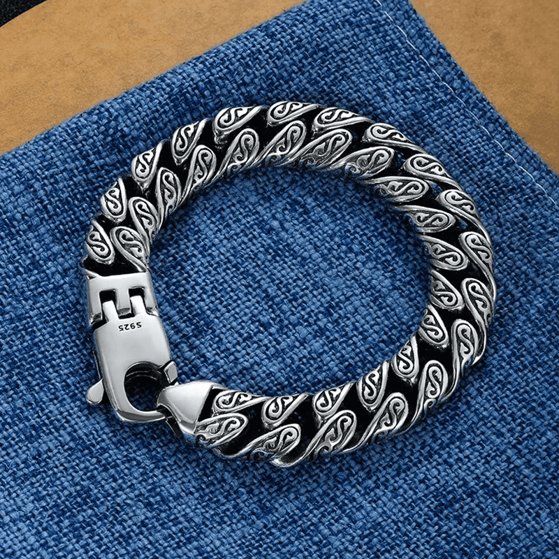 THE MEN THING Steel Bracelets EGYPTIAN ANKH - 12mm Pure Titanium Steel Bracelet, Curb Chain Bracelet with Lobster Claw Buckle for Men & Boy (8inch)