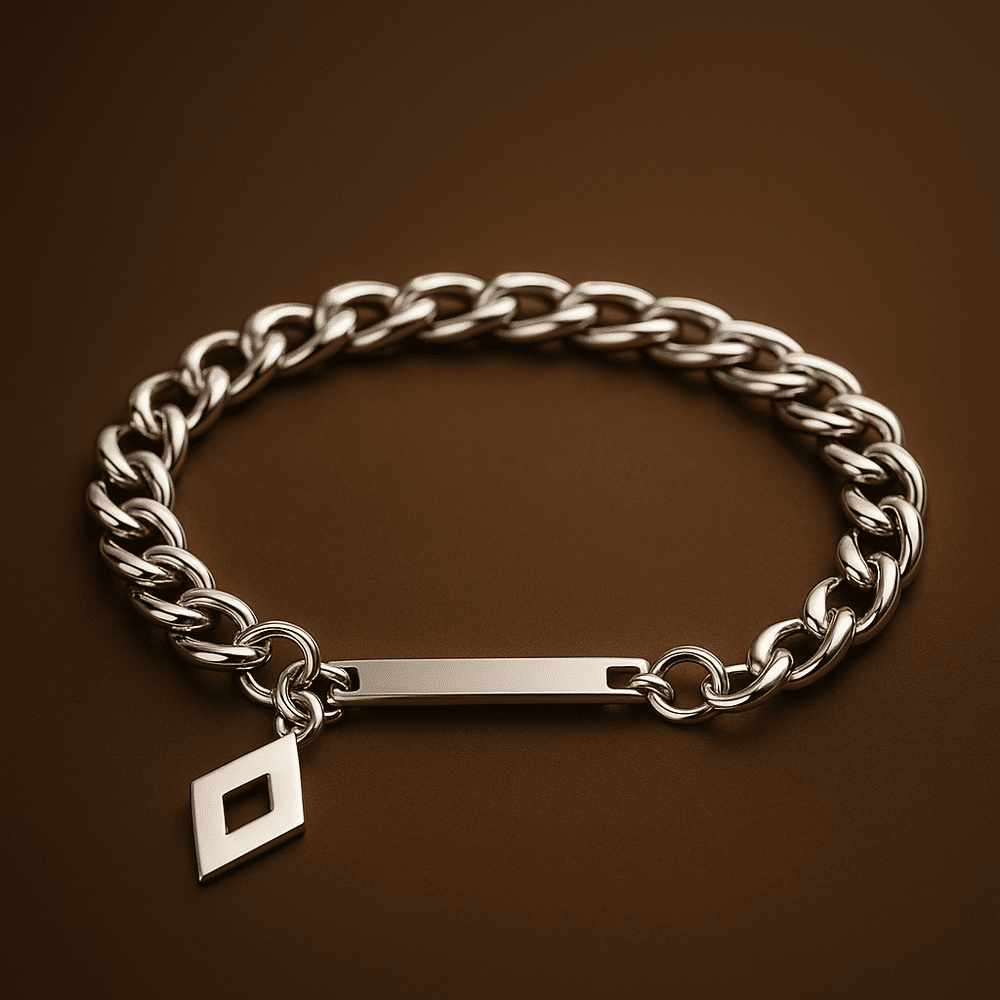 THE MEN THING Steel Bracelets GEOMETRA - 8inch Pure Stainless Steel Bracelet, American trending Style for Men & Boy