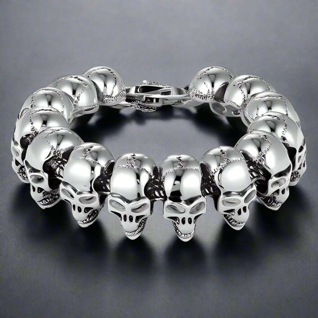 THE MEN THING Steel Bracelets GHOST HEAD - 22mm Pure Titanium Steel Bracelet, Skull Head Bracelet with Lobster Claw Buckle for Men & Boy (8inch)