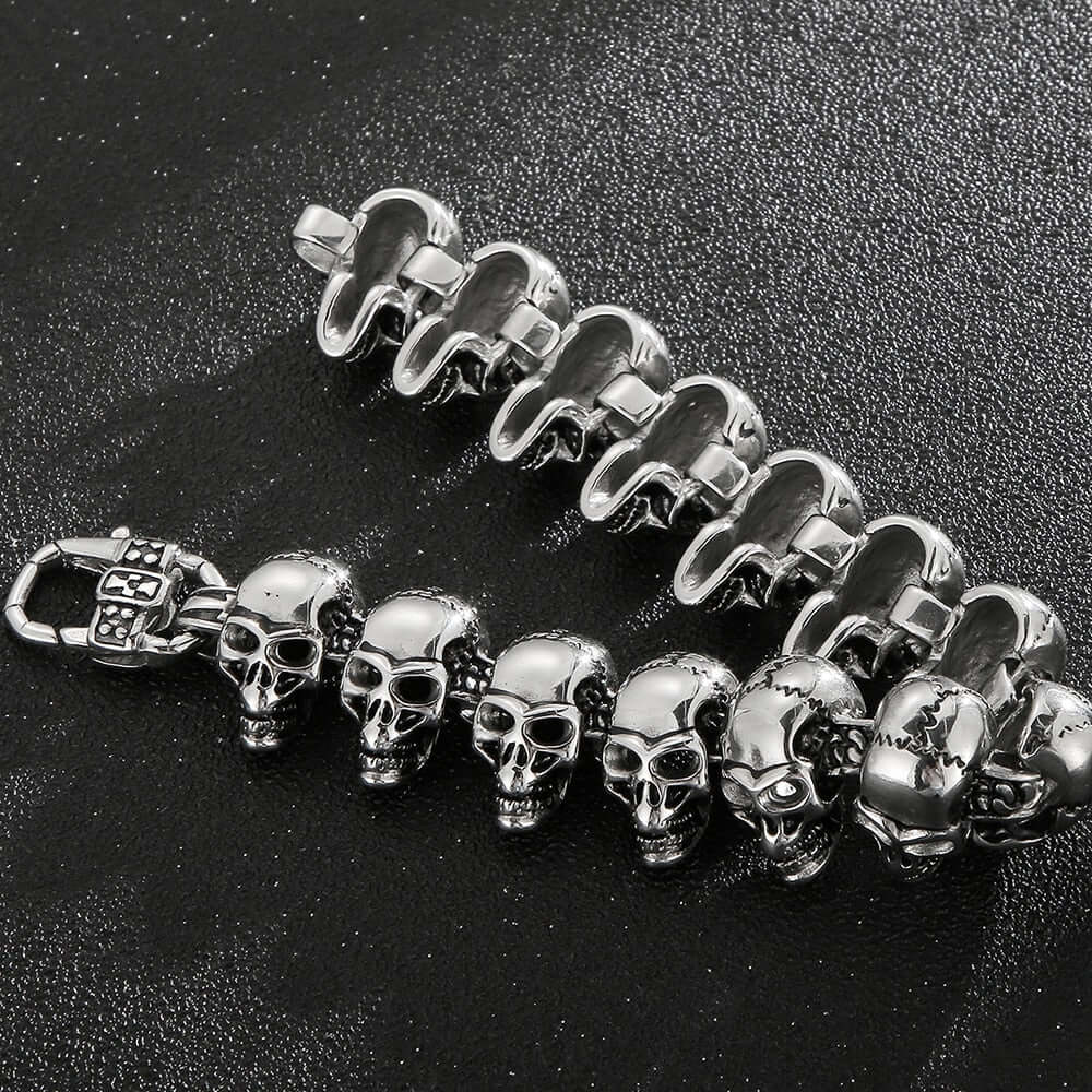 THE MEN THING Steel Bracelets GHOST HEAD - 22mm Pure Titanium Steel Bracelet, Skull Head Bracelet with Lobster Claw Buckle for Men & Boy (8inch)