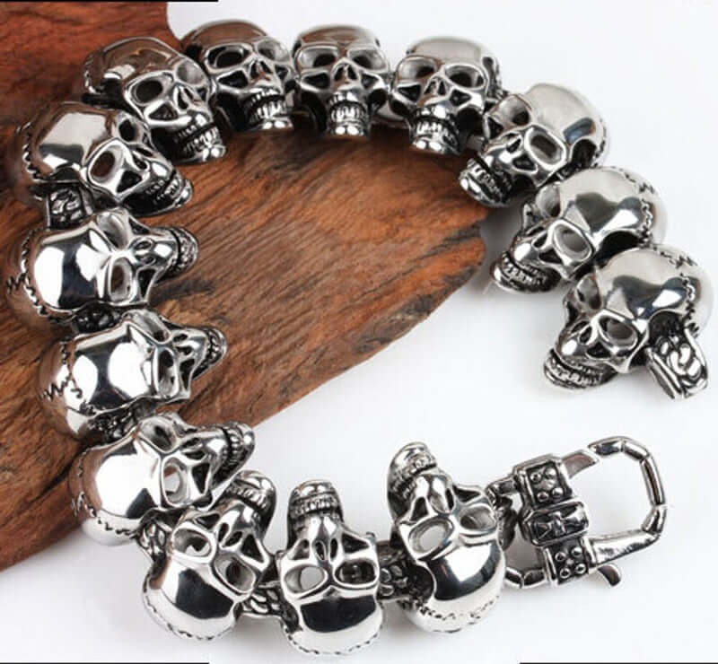 THE MEN THING Steel Bracelets GHOST HEAD - 22mm Pure Titanium Steel Bracelet, Skull Head Bracelet with Lobster Claw Buckle for Men & Boy (8inch)