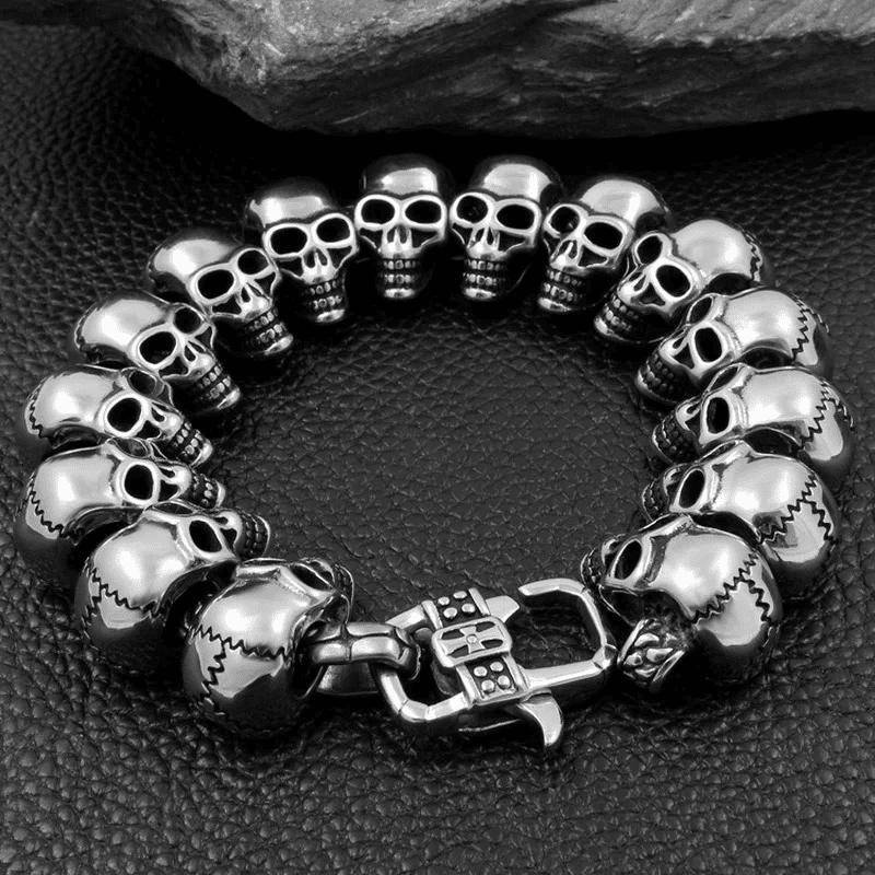 THE MEN THING Steel Bracelets GHOST HEAD - 22mm Pure Titanium Steel Bracelet, Skull Head Bracelet with Lobster Claw Buckle for Men & Boy (8inch)
