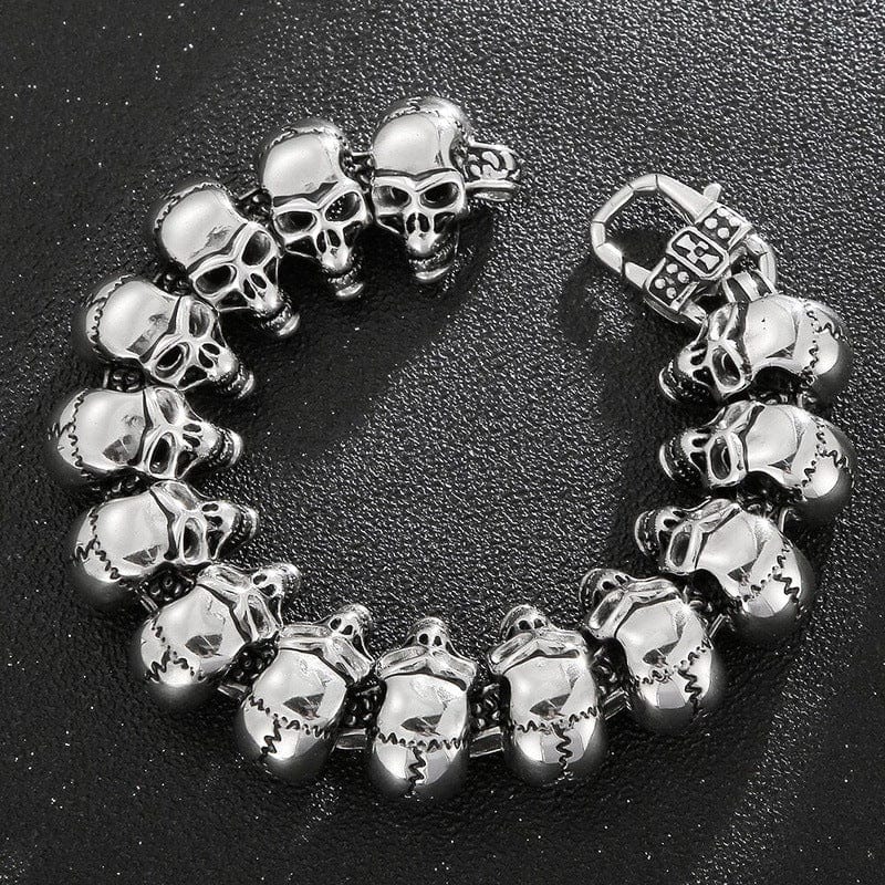 THE MEN THING Steel Bracelets GHOST HEAD - 22mm Pure Titanium Steel Bracelet, Skull Head Bracelet with Lobster Claw Buckle for Men & Boy (8inch)
