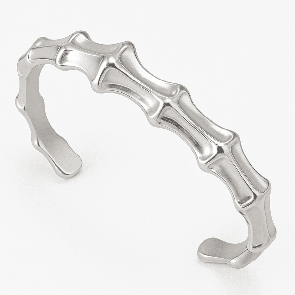 THE MEN THING Steel Bracelets GRIMSPINE - Pure Stainless Steel Open Bangle Bracelet (Adjustable) for Men & Boys