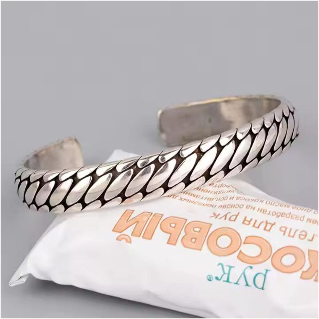 THE MEN THING Steel Bracelets IRON HYDRA - Pure Stainless Steel Open Bangle Bracelet (Adjustable) for Men & Boys