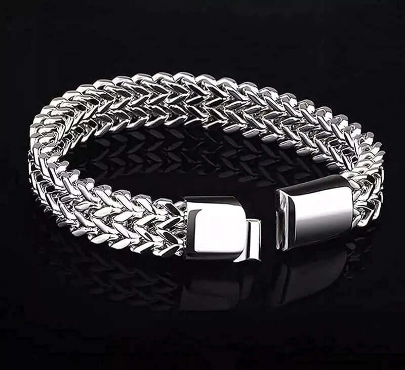 THE MEN THING Steel Bracelets ITALIAN MESH LINK - 11.5mm Pure Titanium Steel Bracelet with Magnetic Buckle for Men & Boy (8 inch)