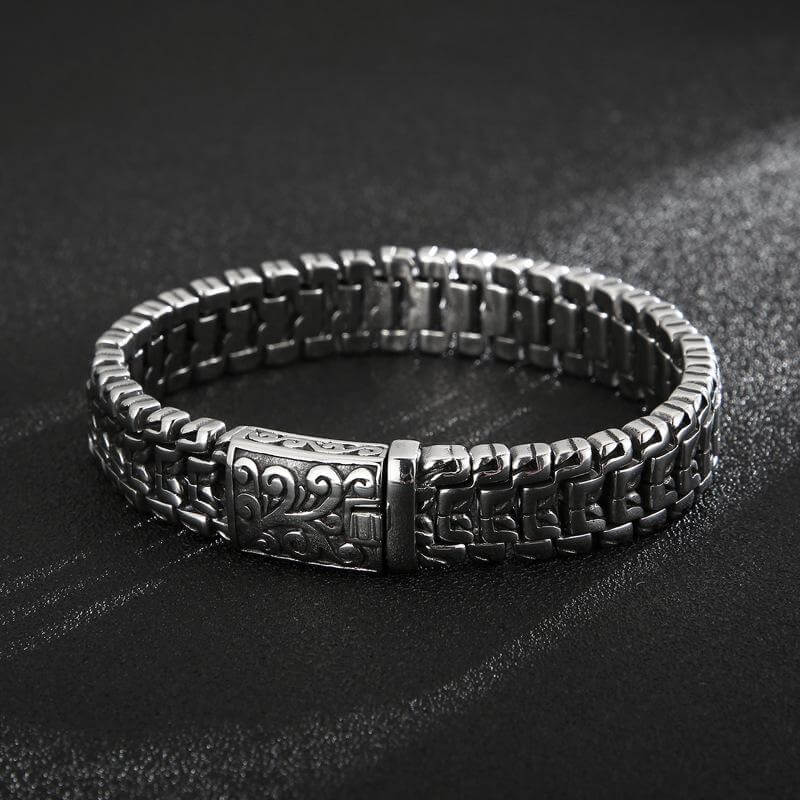 THE MEN THING Steel Bracelets ROYAL FEEL - 14mm Pure Titanium Stainless Steel Bracelet, Silver Chain Bracelet for Men & Boy (8inch)